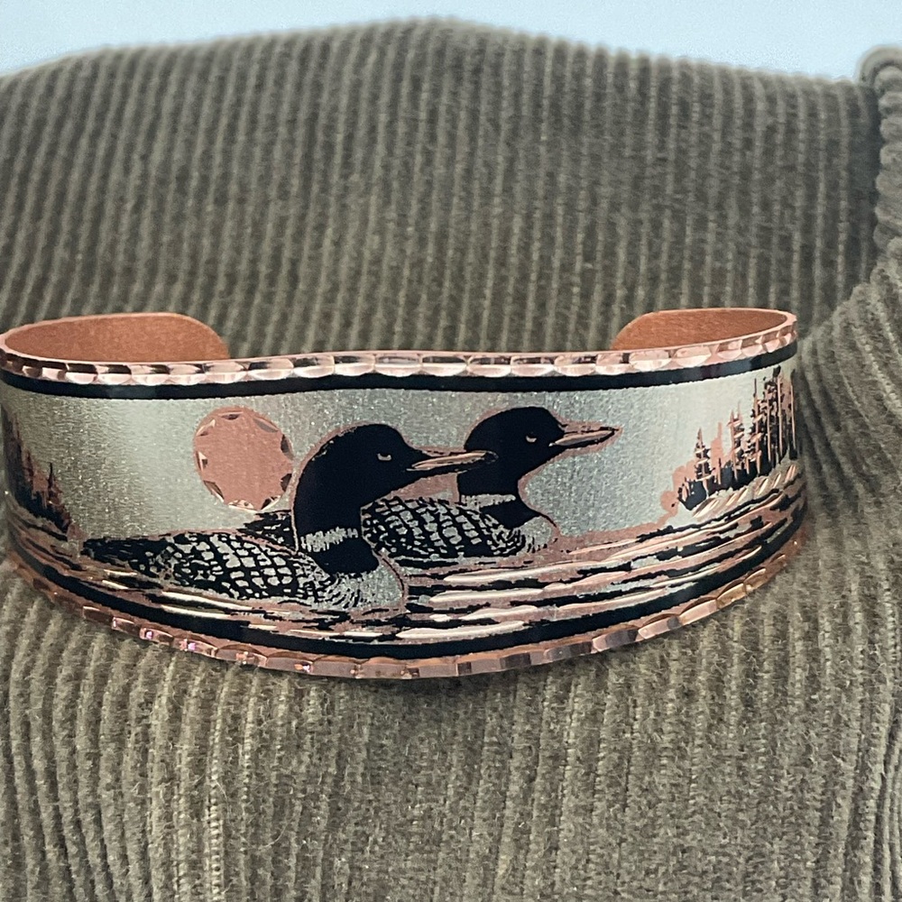 Copper Reflections Handmade Copper Loon Cuff Bracelet Canadian Wildlife